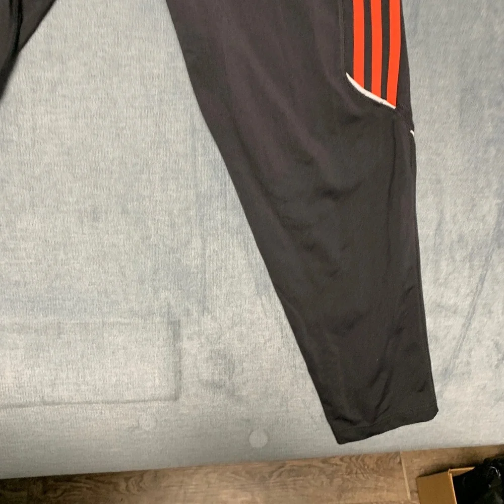 Adidas Climalite Training Pants Mens M Black Red Striped Drawstring Activewear